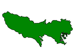 東京都の地図（縁取りグリーン）