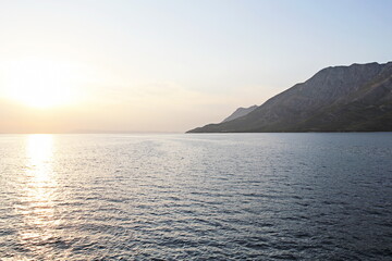 Croatian Coast Sunset and Makarska Riviera Landscape, Croatia