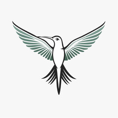 Obraz premium A stylized hummingbird motif in clean flowing lines. Ideal for logos, jewelry, textiles, and uplifting branding.