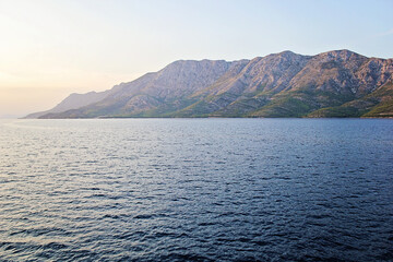 Croatian Coast Sunset with Makarska Riviera Landscape, Croatia