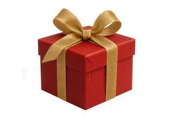 Obraz premium Red gift box with gold ribbon and bow, symbolizing celebration, giving, and special occasions