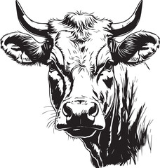 Stylized cow portrait artwork showing agriculture and dairy farm symbol