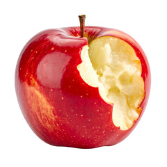Realistic isolated red apple with bite mark, clean cut texture