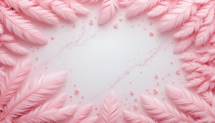 Beautiful Abstract Light Pink Feathers on White Background for Valentine Love Theme Wallpaper