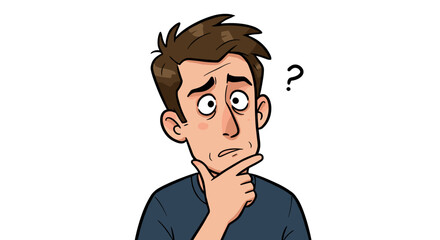 Confused Man With Doubtful Expression Thinking Hard Isolated On Transparent Background
