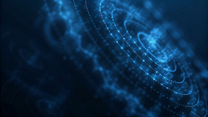 Cyber Holographic Particle Glowing Mesh Flowing In Futuristic Digital Background With Neon Technology Design