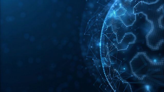 Futuristic Ai Holographic Globe Made Of Glowing Digital Lines In Technology Background Illustration