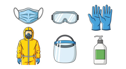 Collection of Personal Protective Equipment for Health and Safety in Medical and Industrial Settings