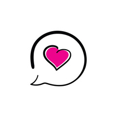 Heart in speech bubble icon for love message