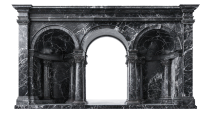 black marble arch with columns isolated on white background