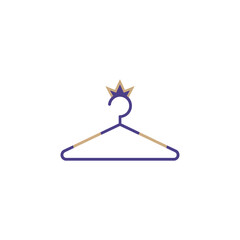 fashion hanger with star crown, boutique wardrobe label, clothing store emblem, elegant retail branding element, clean modern vector