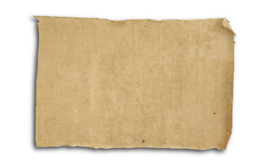 Fototapeta premium Aged Light Brown Paper Texture Piece with Ripped Edges Shadow