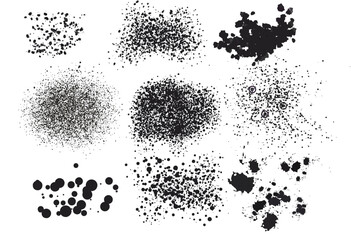 Ink splatters vector illustration. Abstract paint splash and drops for grunge background design.