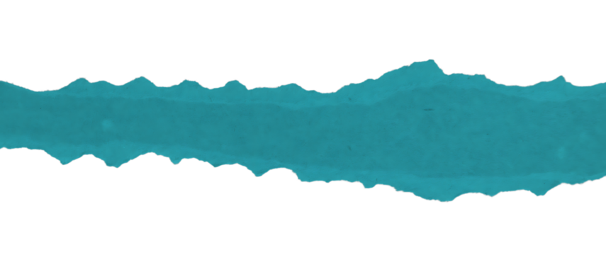 Long Teal Ripped Paper Strip Isolated Background Element for Craft and Design Projects