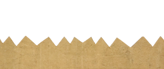 Horizontal Zigzag Sawtooth Border of Rough Brown Kraft Paper Isolated on Transparent Background