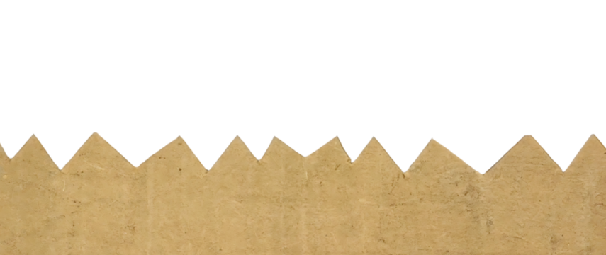 Horizontal Zigzag Sawtooth Border of Rough Brown Kraft Paper Isolated on Transparent Background