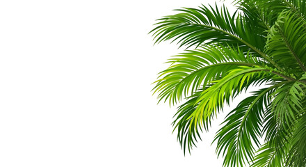 Tropical palm leaf cluster with overlapping green fronds, exotic botanical design isolated on transparent background