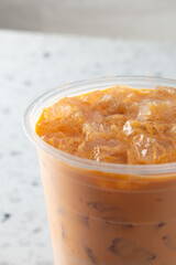 A view of a Thai tea drink.