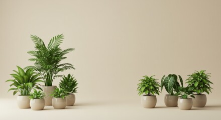 Obraz premium Indoor plants arrangement on beige background