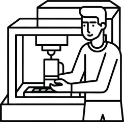 3d printer in action illustration on transparent background