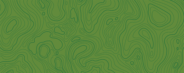 Abstract Geographic Background with Green Colors. Multicolored Topographic Map with Wavy Terrain Lines, Mountain Relief, and Cartography Grid