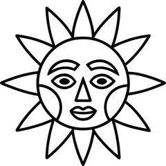 african mask mandala with abstract sun illustration on transparent background