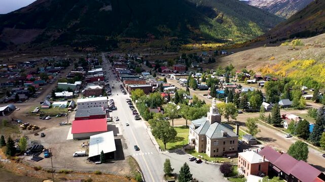 Silverton, Colorado Downtown from Above Historic Mountain Town