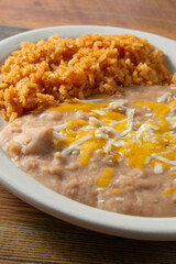 A view of a side rice and beans.
