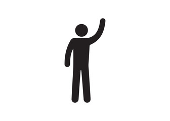 Stick figure waving hand isolated on white background in greeting pose