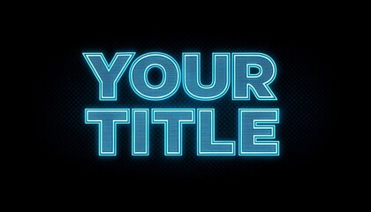 A dark photograph featuring a glowing neon sign with "YOUR TITLE" in bold, white letters on a black background, casting a reflection on a tiled floor.