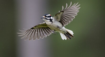 Obraz premium Woodpecker in flight captures the essence of wildlife and avian beauty in nature