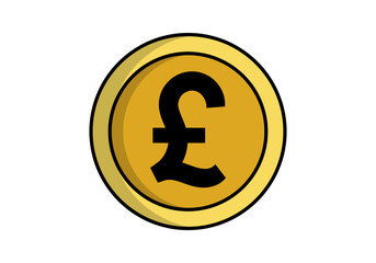 Flat vector pound coin, symbol of British currency, UK economy, and wealth.