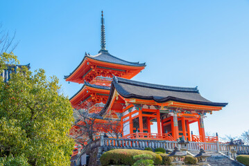 The most beautiful viewpoint of Kiyomizu-dera is a popular tourist destination in Kyoto City, Japan.