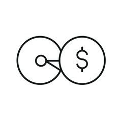 Illustration Vector Simple Circular Coin Icon with Dollar Sign Modern Minimalist Style