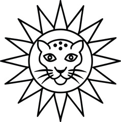aztec jaguar sun mandala design illustration on transparent background