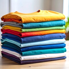 Stack of colorful t-shirts