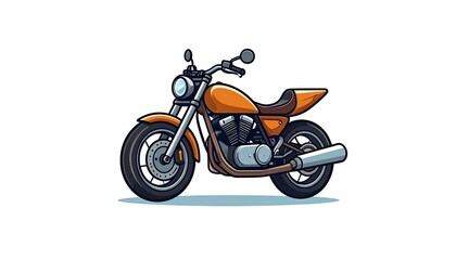 Obraz premium Cartoonish orange motorcycle illustration