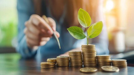 Plant growing from coins