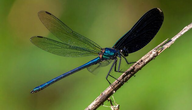 Close-up of a vibrant dragonfly