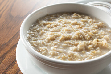 A view of a bowl of oatmeal.