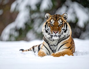 Tiger in snowy forest