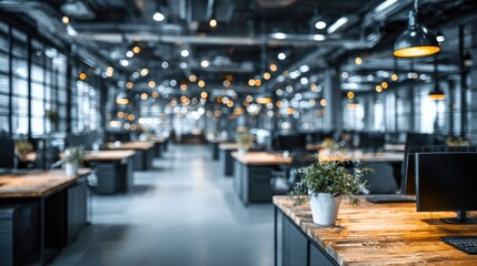 Fototapeta premium ambient. Abstract blurred modern office space with clean lines, suggesting a professional workspace. real-estate listings.