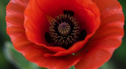 Vibrant red poppy flower close up botanical beauty and natures elegance