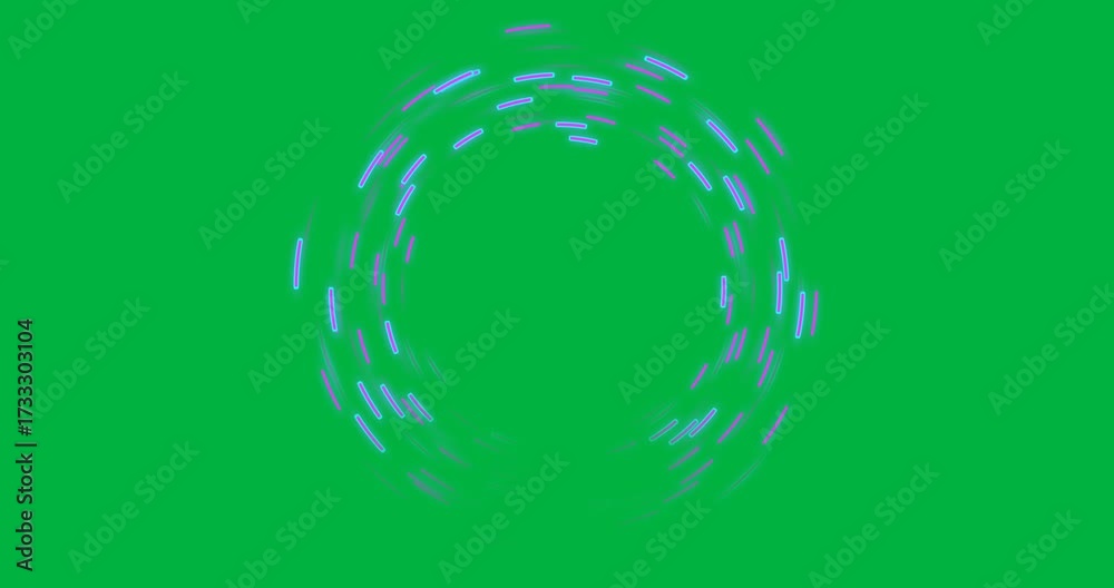 Wall mural animation of neon purple shapes in circle with copy space on transparent background