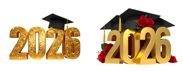  set of 3D Glittering Gold 2026 with Cap and Fireworks