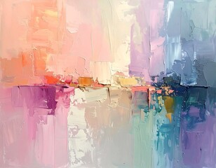 Abstract painting with vibrant color gradients and thick brushstrokes