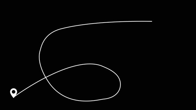 Location from here to there, animated line with location icon, 4k video motion graphic animated.
