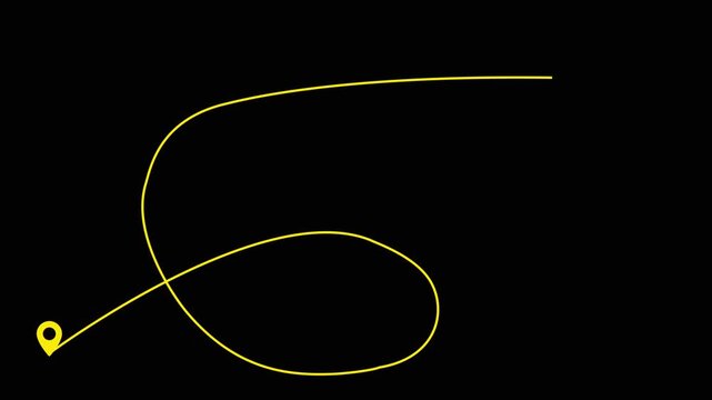 Location from here to there, animated line with location icon, 4k video motion graphic animated.