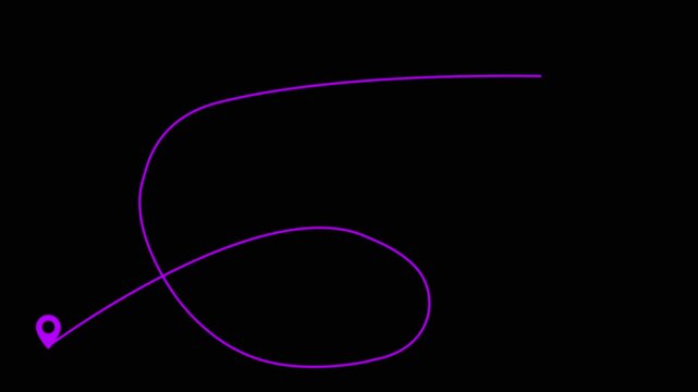 Location from here to there, animated line with location icon, 4k video motion graphic animated.