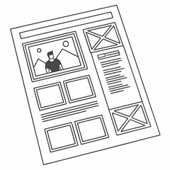 Website wireframe layout design showing content blocks and image placeholders